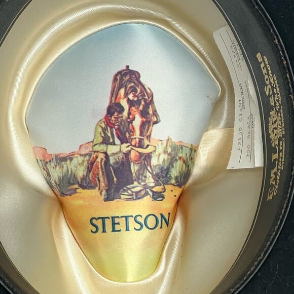Vtg John B Stetson 4x Beaver “F2130 Giant” Cowboy Hat F2063 4-Inch Brim Sz 6 7/8 - Picture 7 of 11
